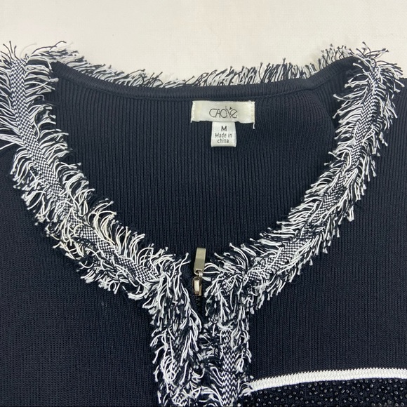 Cachet black knit fringe zip jacket cardigan. M - Picture 3 of 11